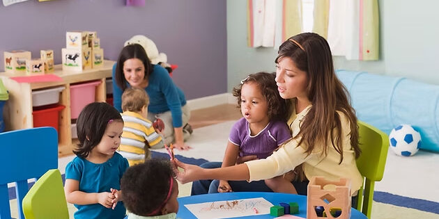 training Woman in training for childcare